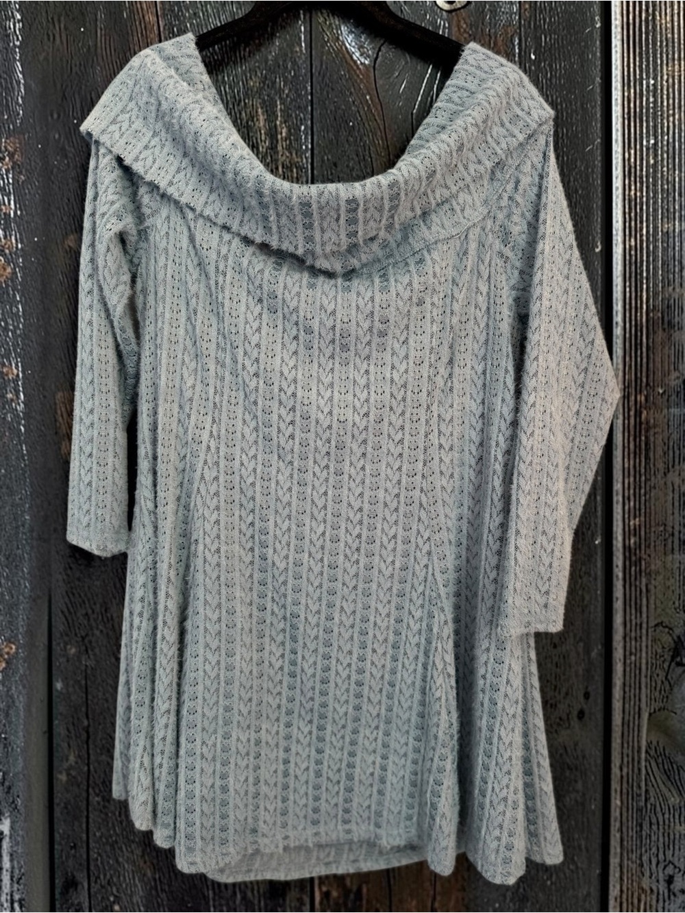 Fashion Nova NWT Eyelash Knit Sweater Dress 1XL Light Blue Off Shoulder - Picture 8 of 9